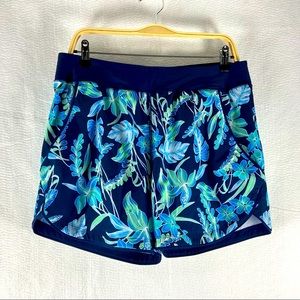 Lands' End Blue Floral Swim Shorts